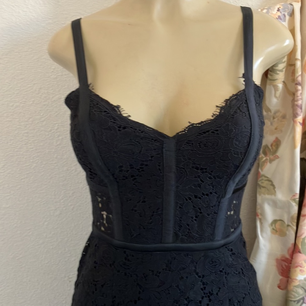 Vintage Dress Express Fitted Body Con Black Lace with Polyester Inner Lining